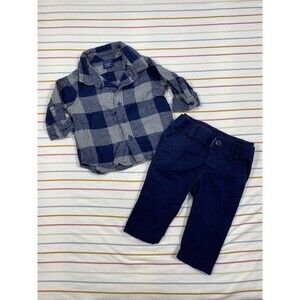 babyGap Buffalo Plaid Shirt & Navy Pants Outfit – 3-6 Months